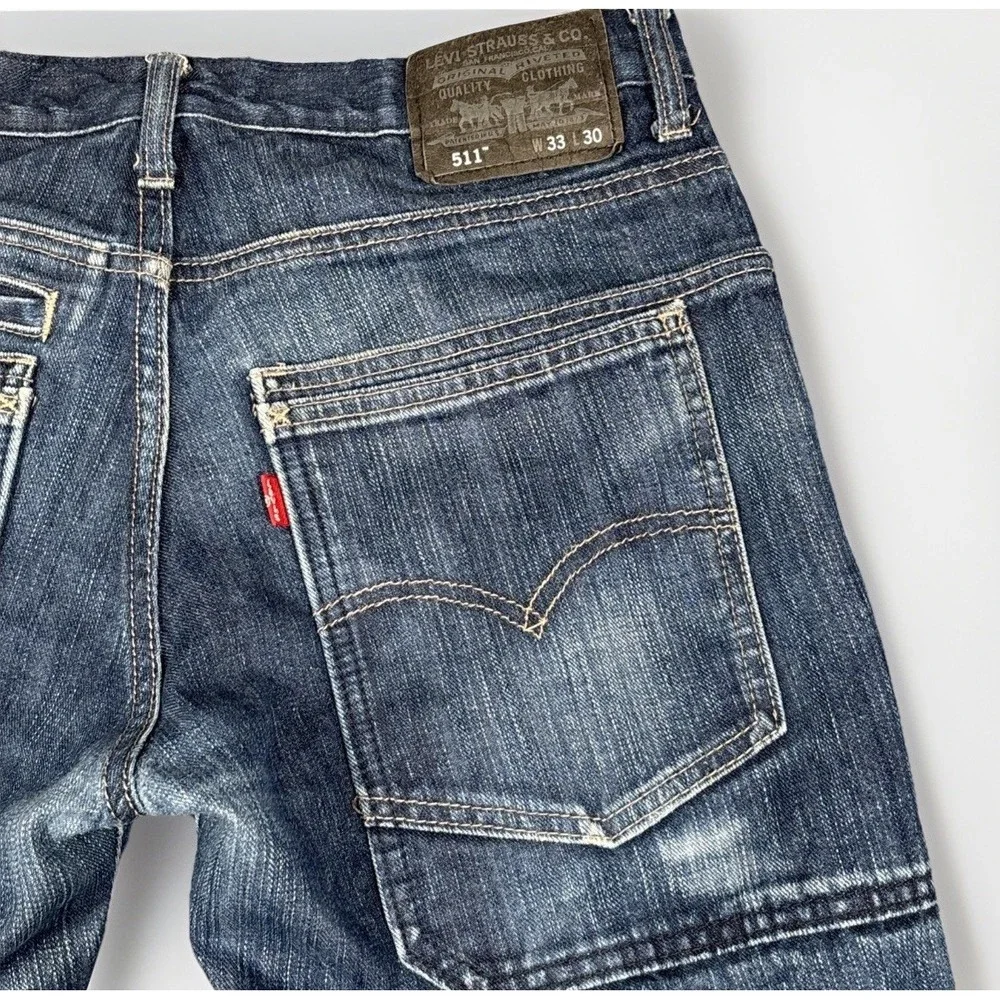 Levi's 511 Skinny Jeans Mens 33x30‎ Blue Dark Wash Denim Cotton Pants
